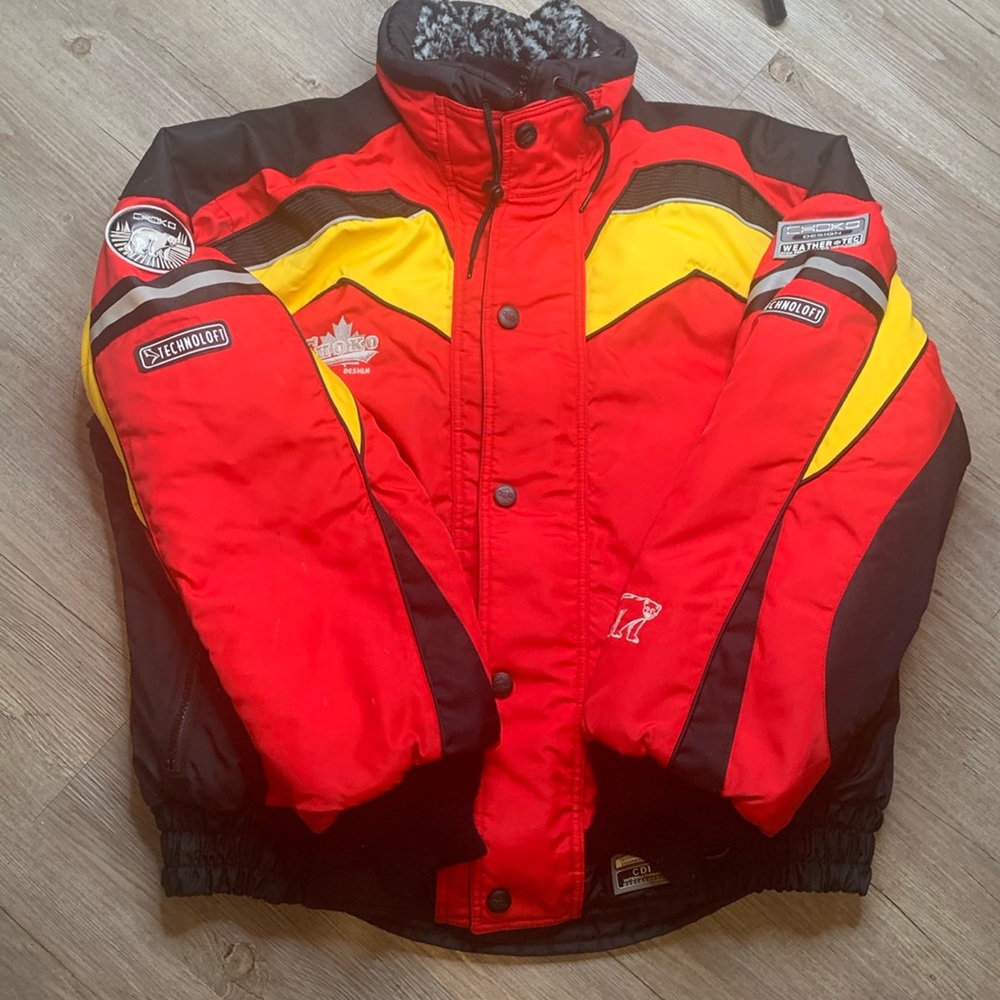Men’s Choko Bear Large Winter Jacket Red Made in Canada